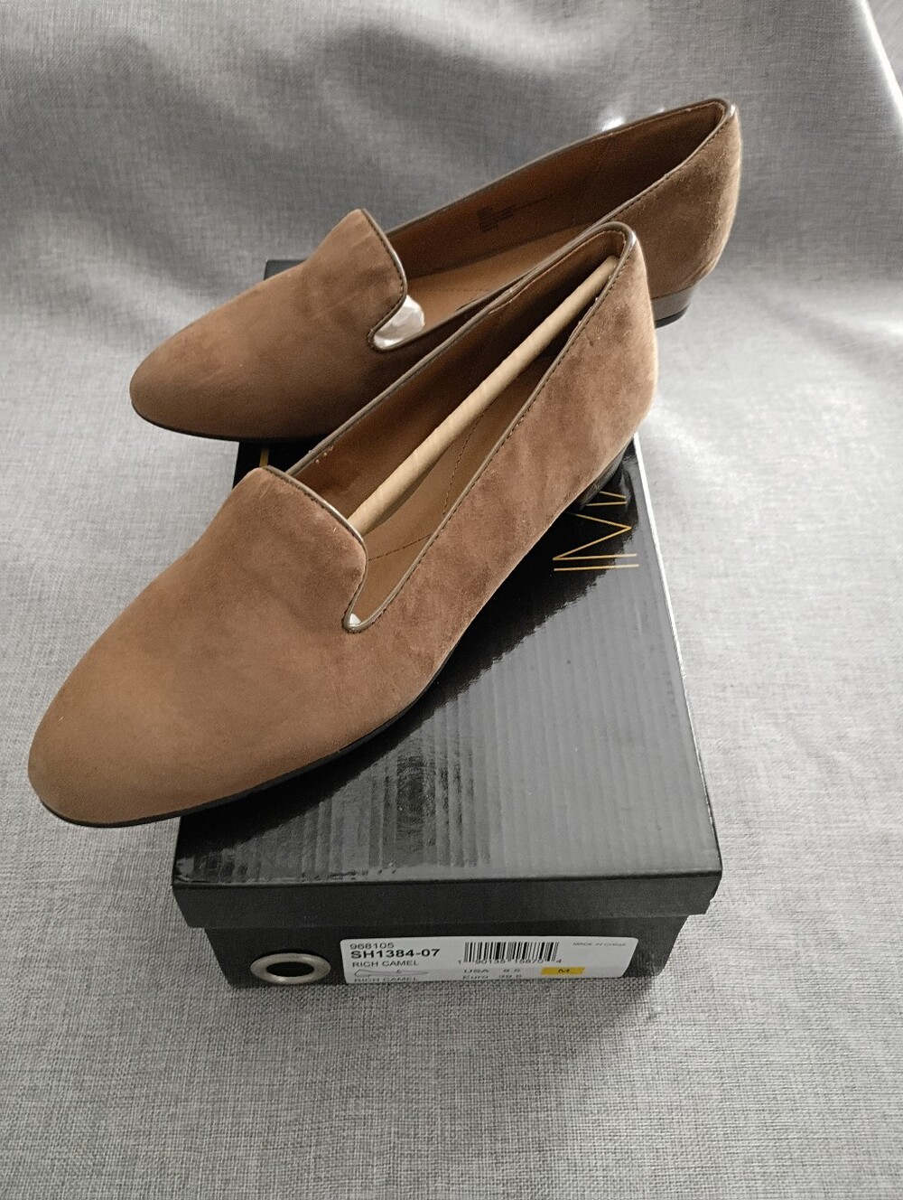 IMAN Women's Suede Slip-On Loafers in Camel